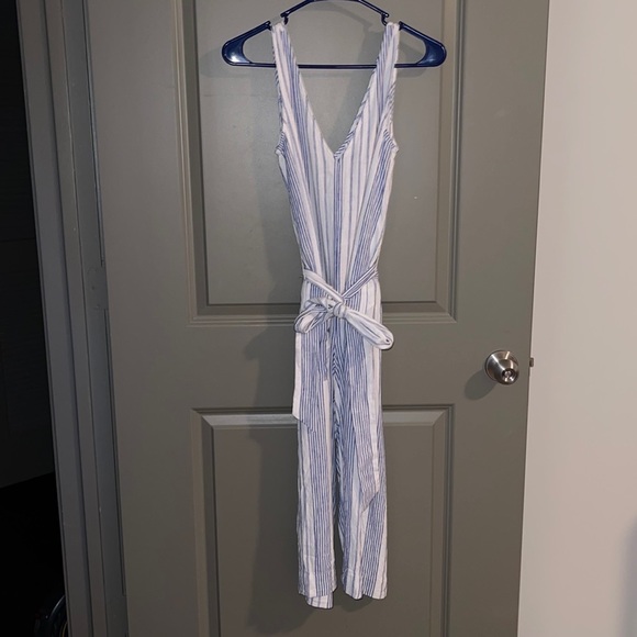 Gap Blue Striped Linen Jumpsuit - Picture 2 of 3